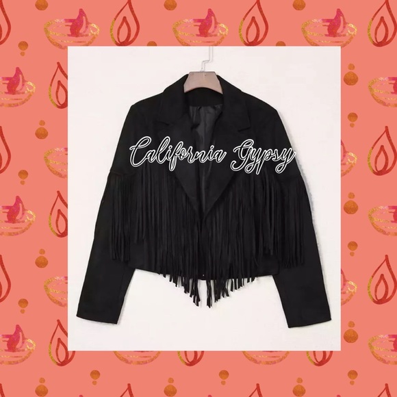 Black Fringe Suede Jacket - Picture 6 of 13